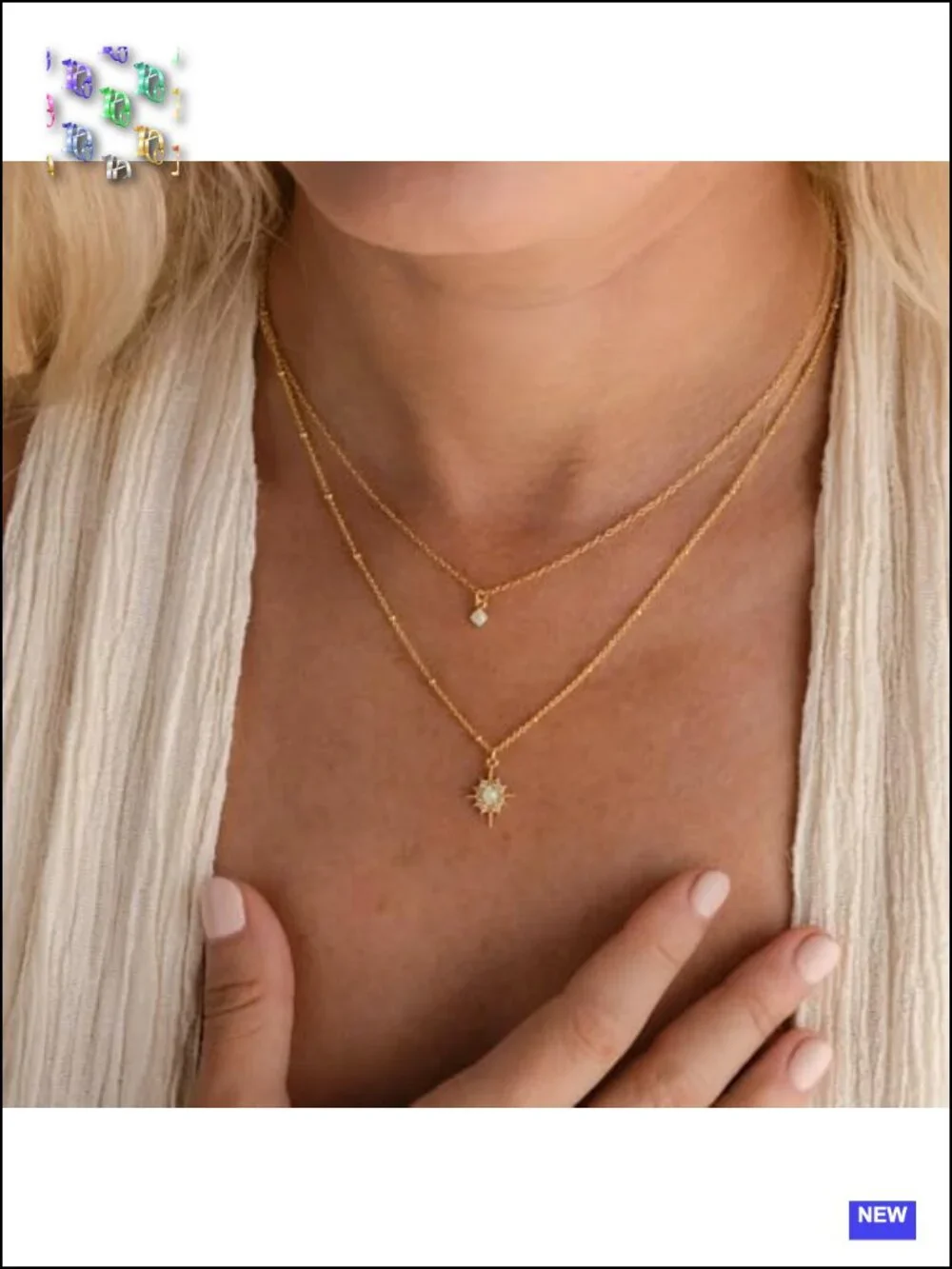 18K Gold Plated Layered Necklace Set, Adjustable Choker & Pendant Chain